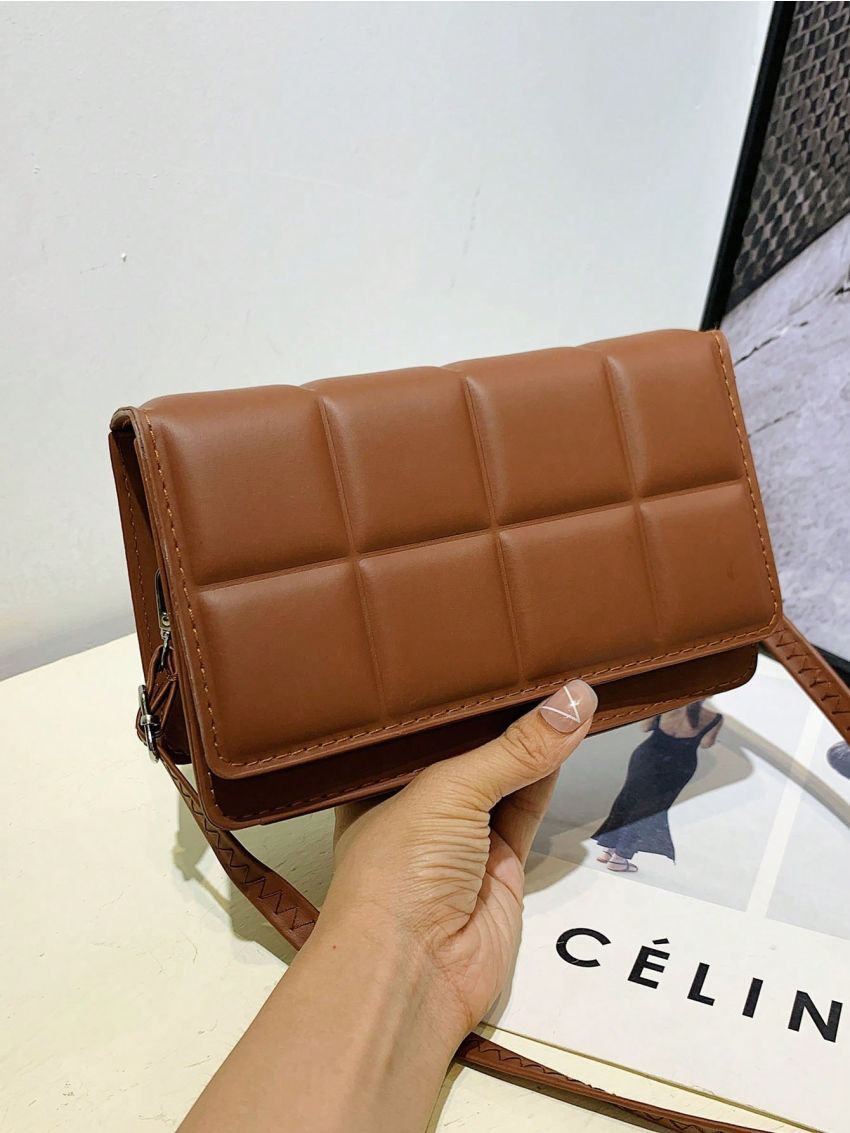 Minimalist Square Bag Mini Flap Brown