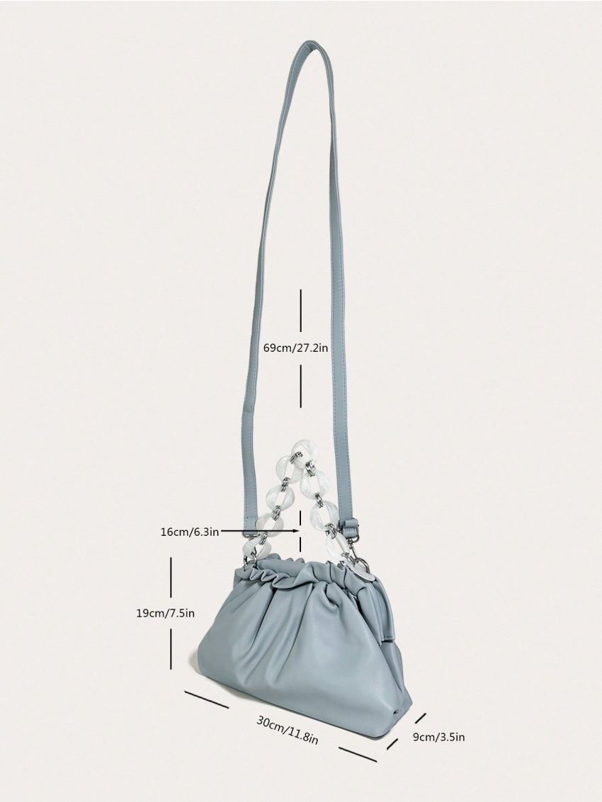 Minimalist Ruched Bag Medium Blue