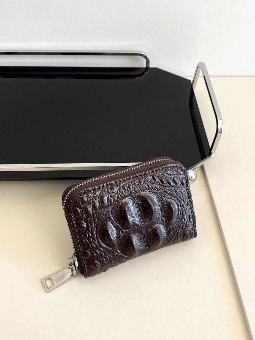 Crocodile Embossed Card Holder Zipper Around