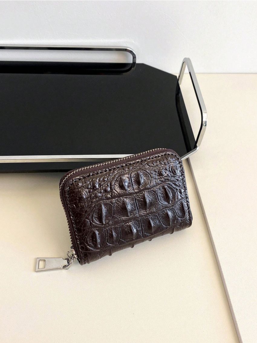 Crocodile Embossed Card Holder Zipper Around