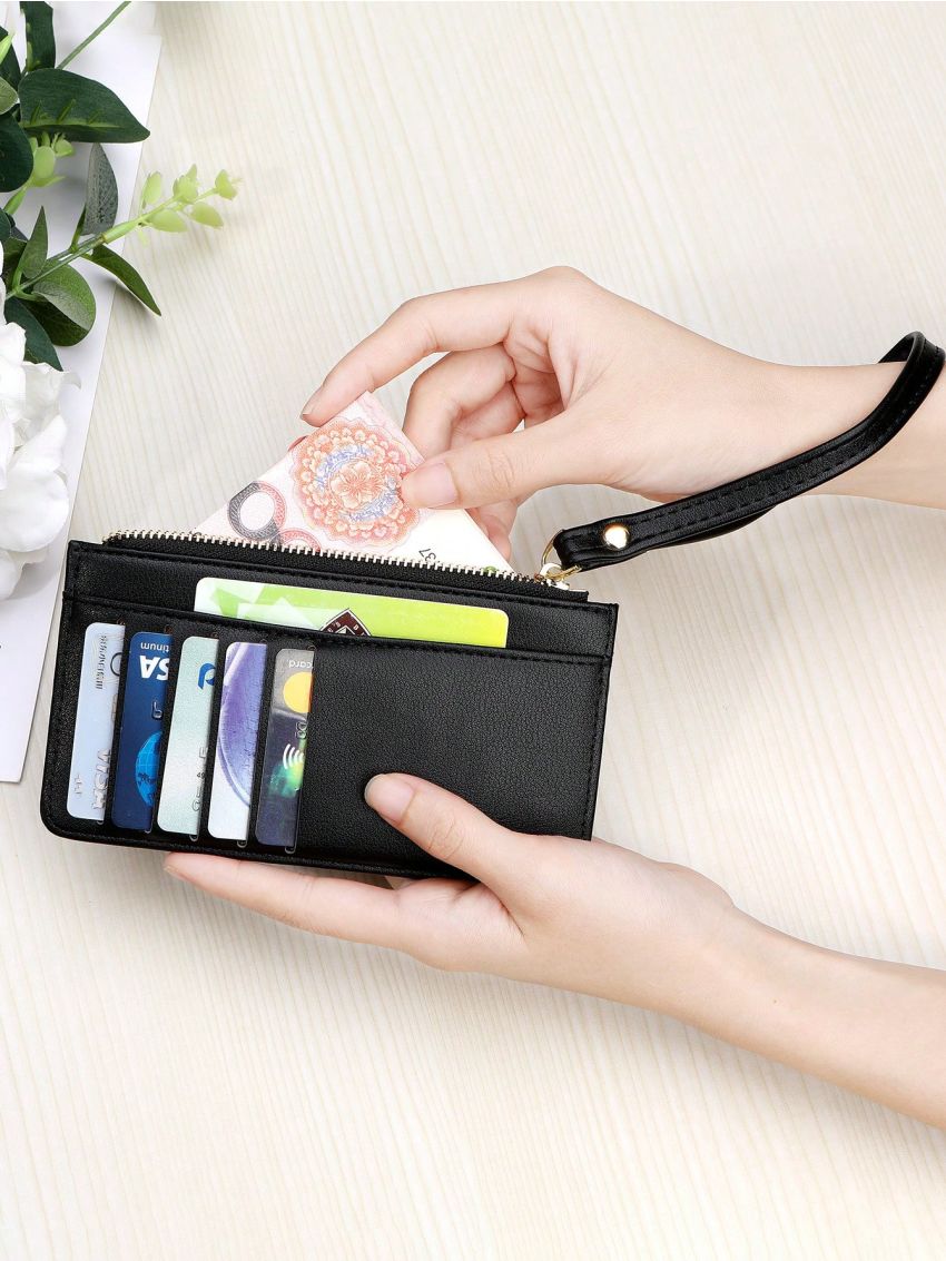 Solid Color Card Holder Zipper