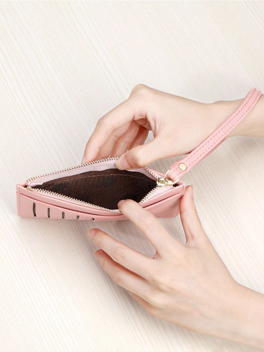 Solid Color Card Holder Zipper