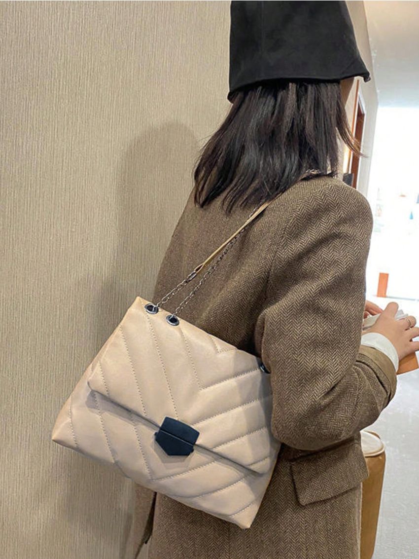 Medium Square Bag Chevron Pattern Flap For Daily