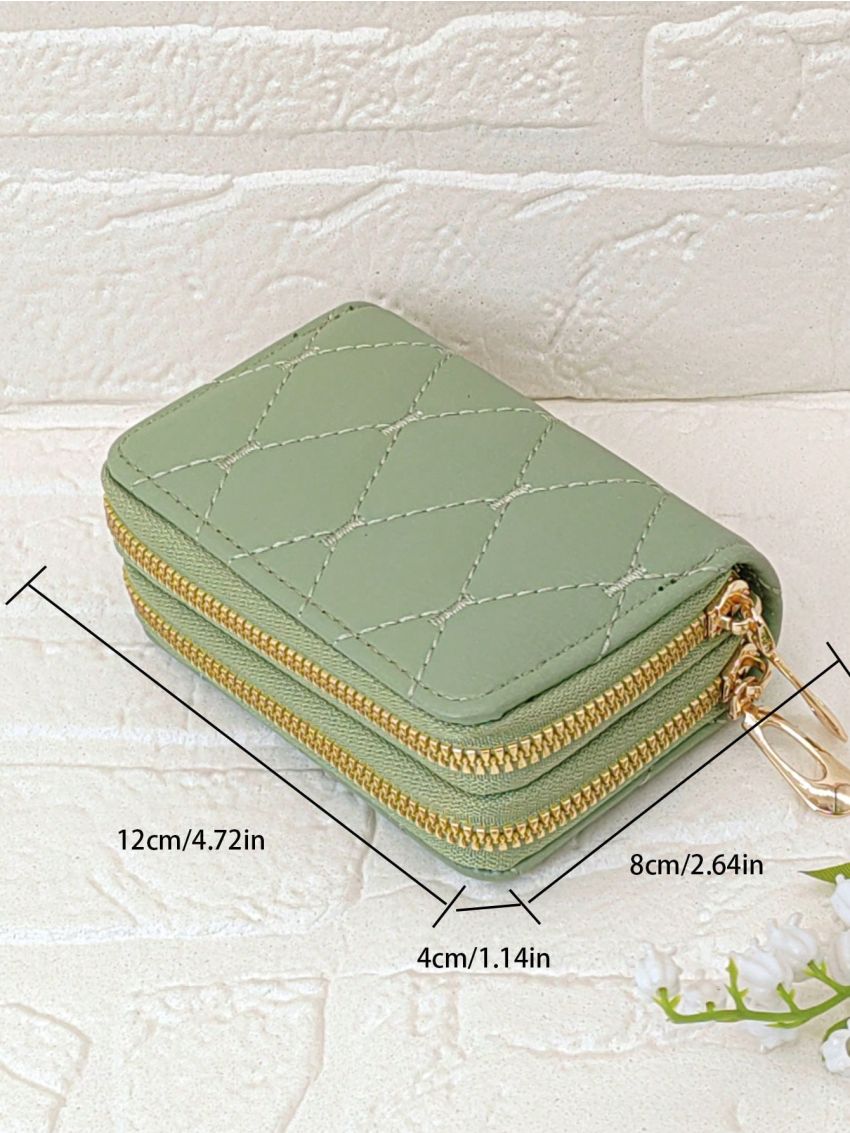 Quilted Multiple Card Slot With Zipper For Daily