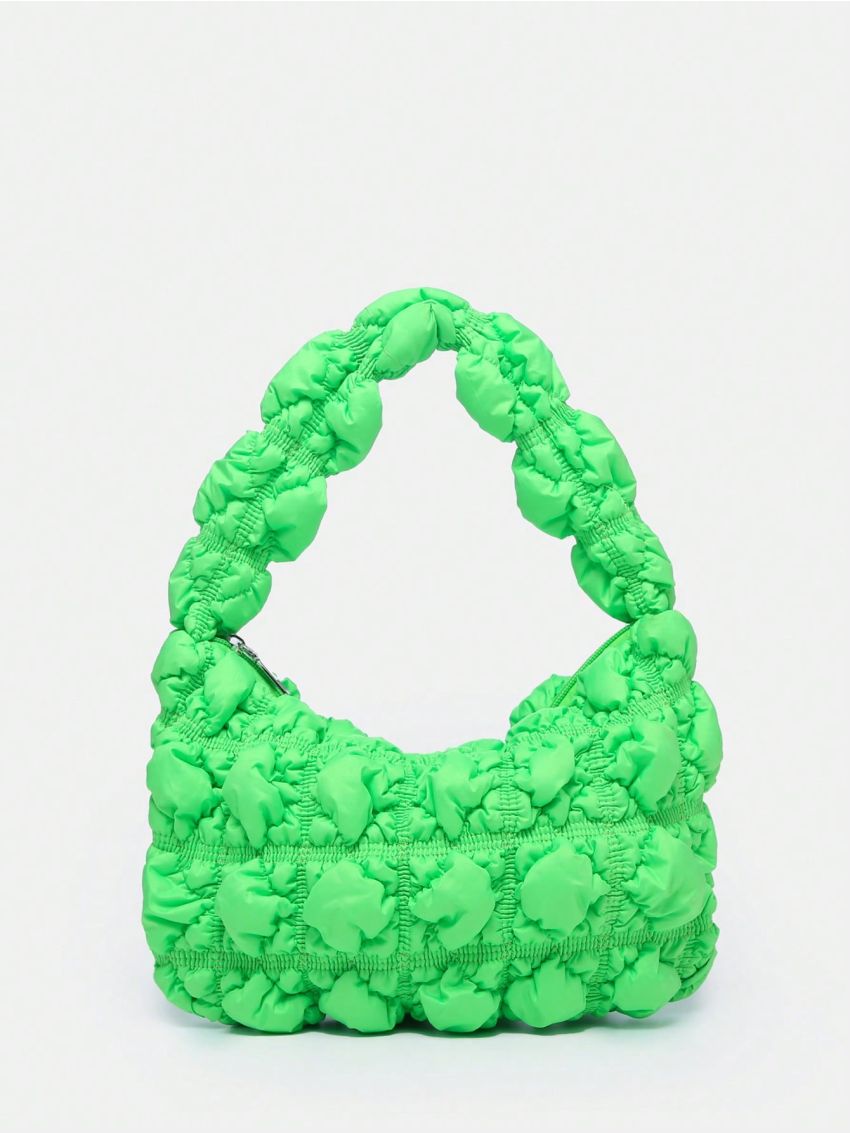 Medium Hobo Bag Quilted Silver Funky