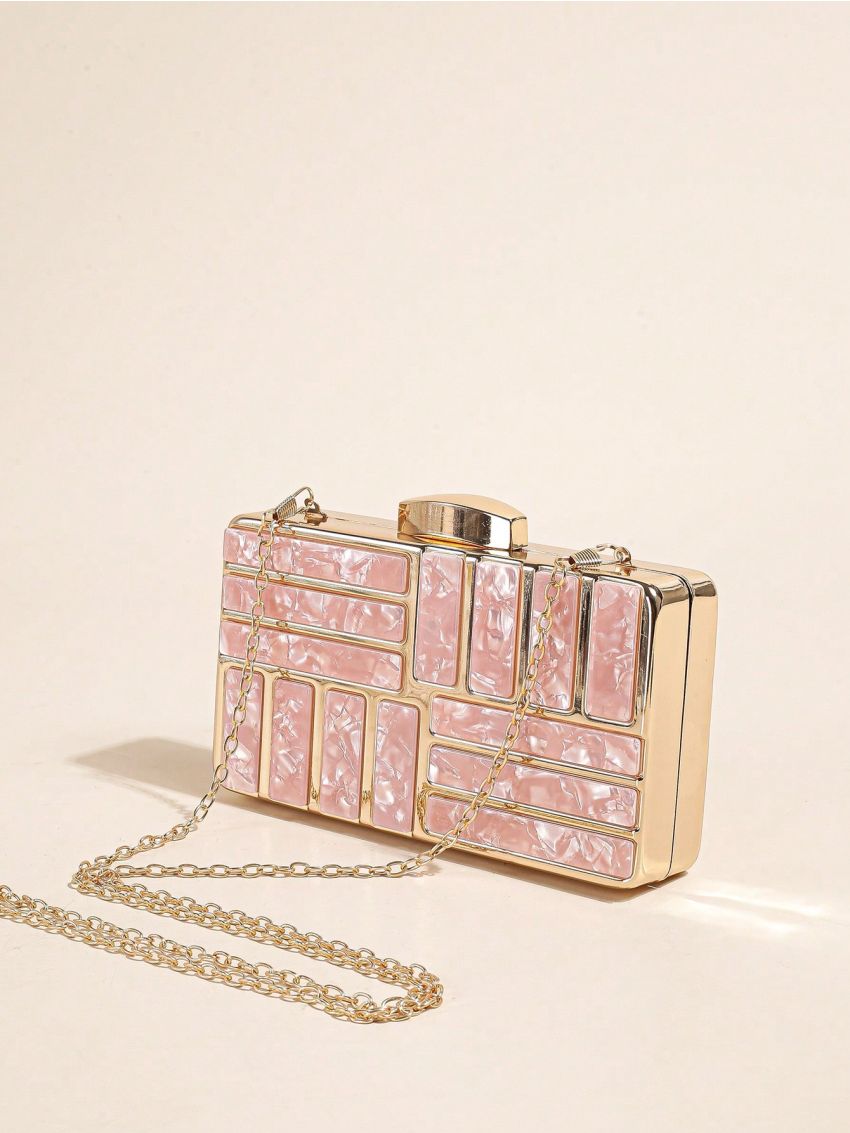 Mini Box Bag Chain Geometric Decor