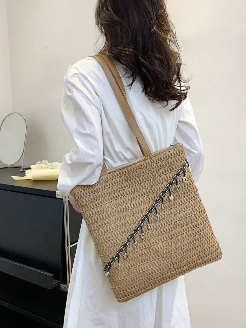 Shell Decor Straw Bag Vacation