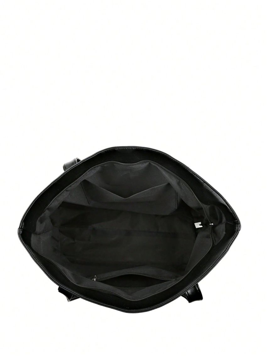 Large Capacity Shoulder Tote Bag PU Letter Detail