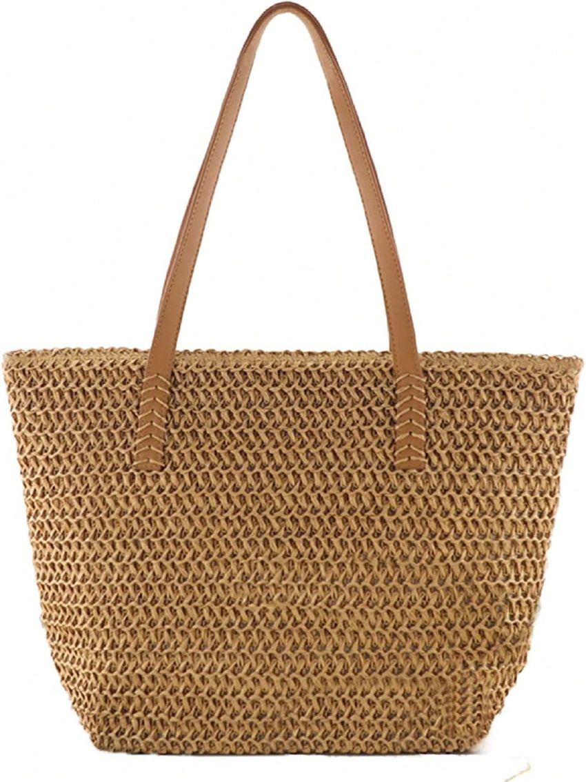 Large Straw Beach Bag For Women, Straw Handbag Woven Tote Bag