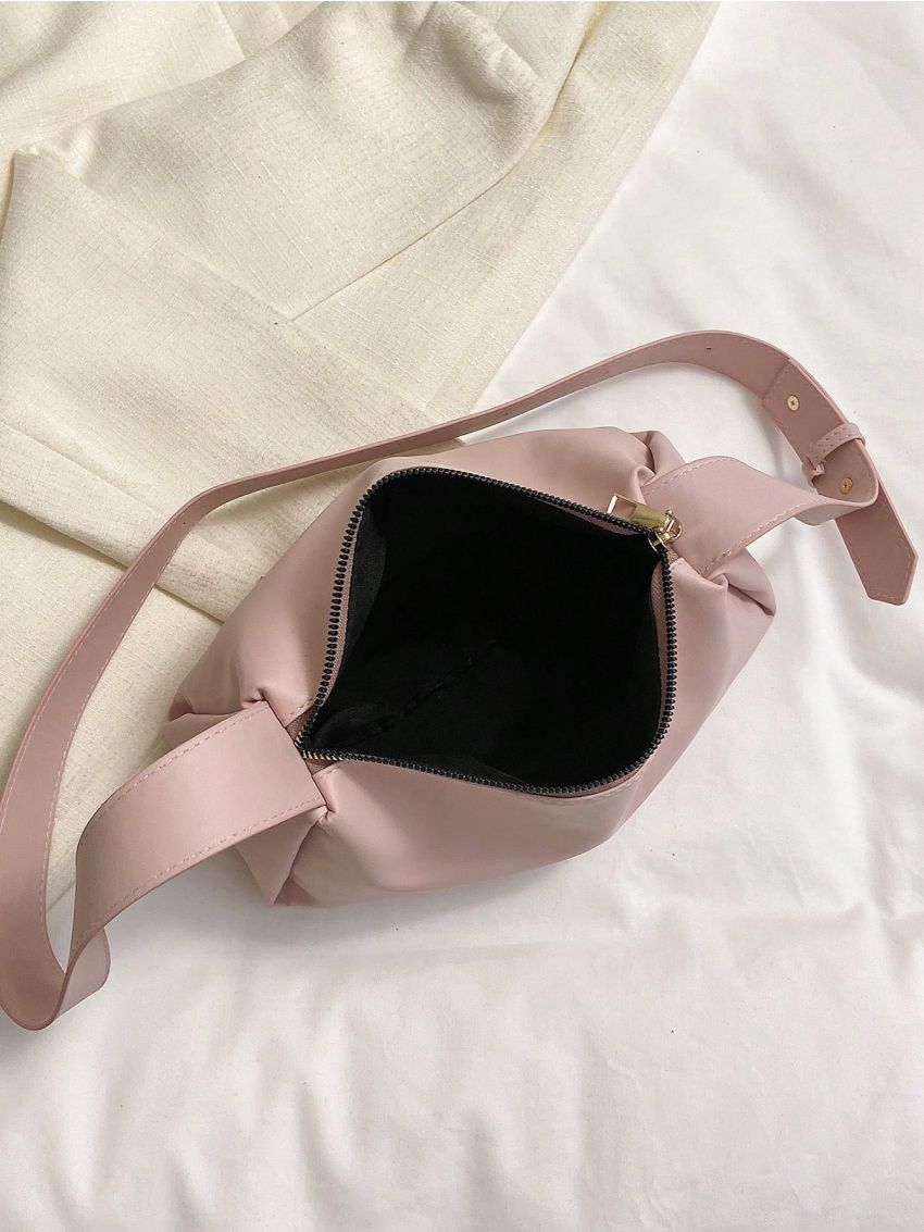 PU Hobo Bag Pink Minimalist