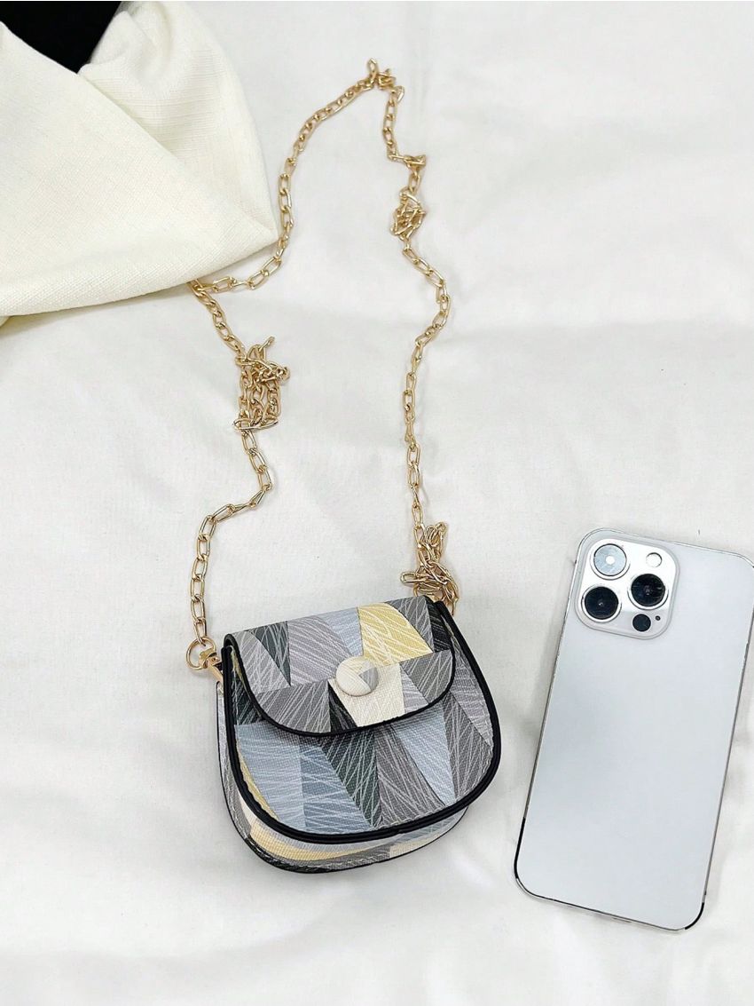 Mini Button Detail Flap Saddle Bag Fashion