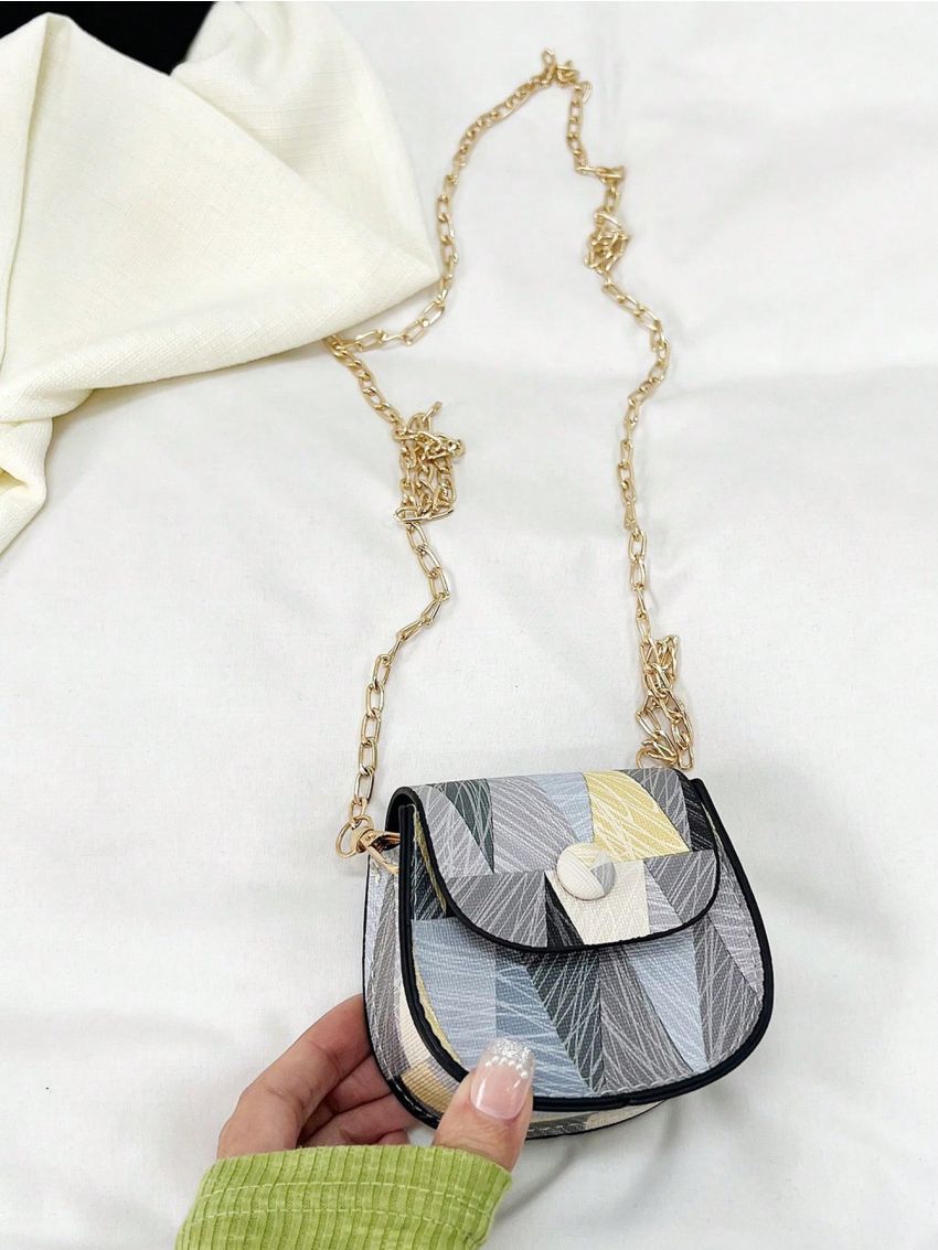 Mini Button Detail Flap Saddle Bag Fashion