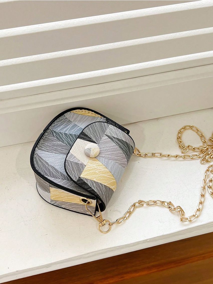 Mini Button Detail Flap Saddle Bag Fashion