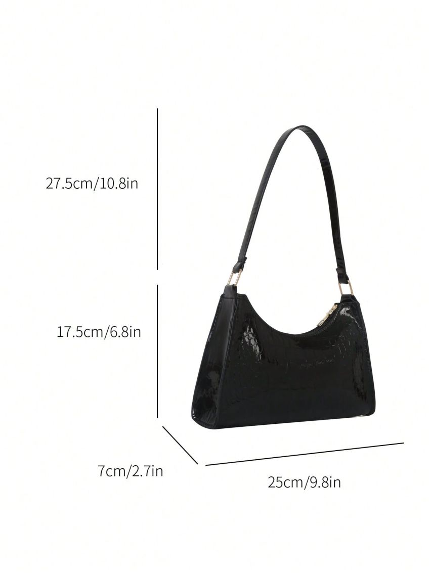 Crocodile Embossed Baguette Bag Funky Metallic