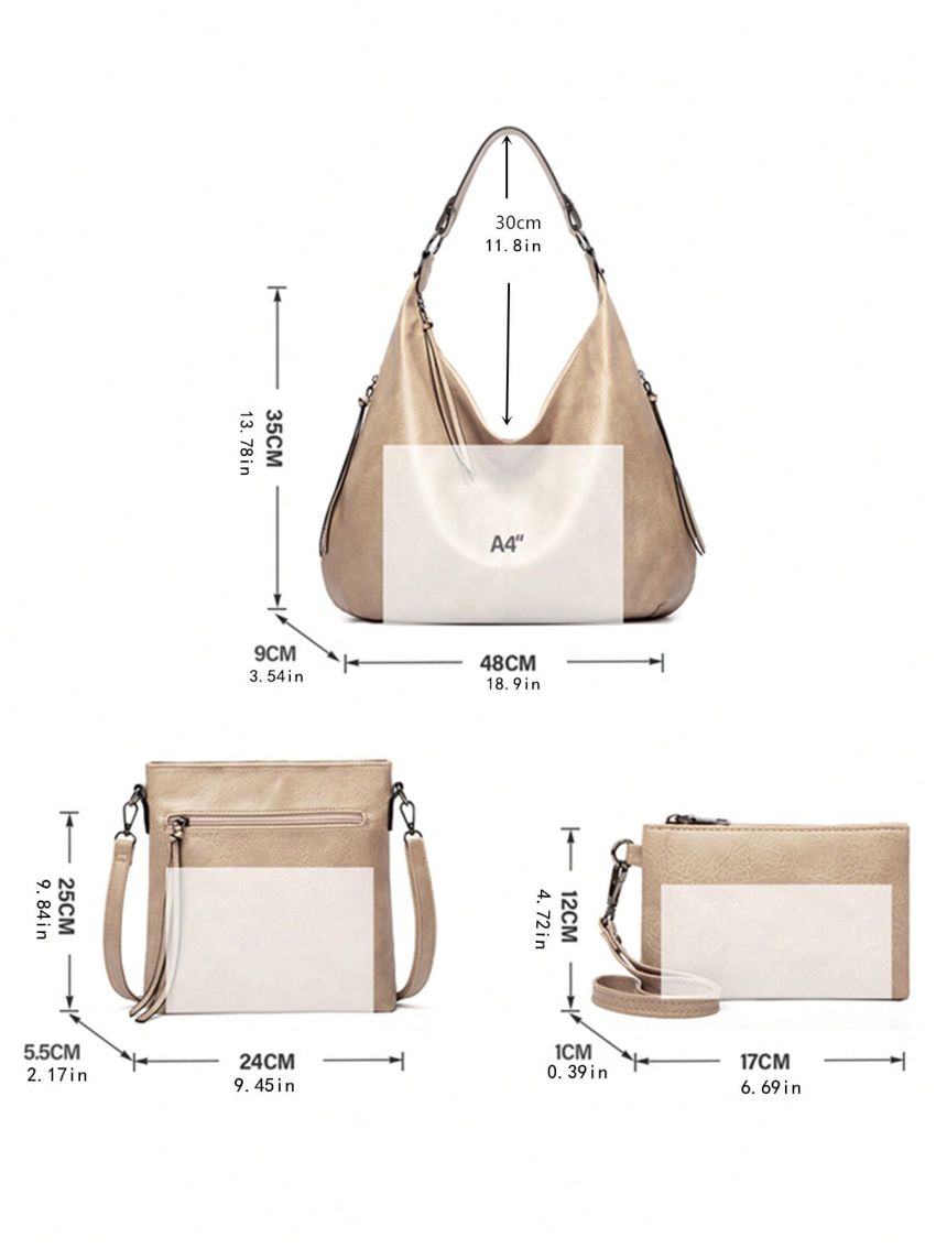 3pcs Bag Set Shoulder Crossbody Bag Purse Wallet PU, Mothers Day Gift For Mom