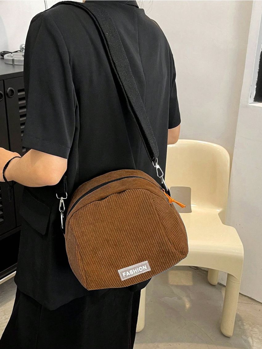 Small Dome Bag Letter Patch Decor Fashion Style