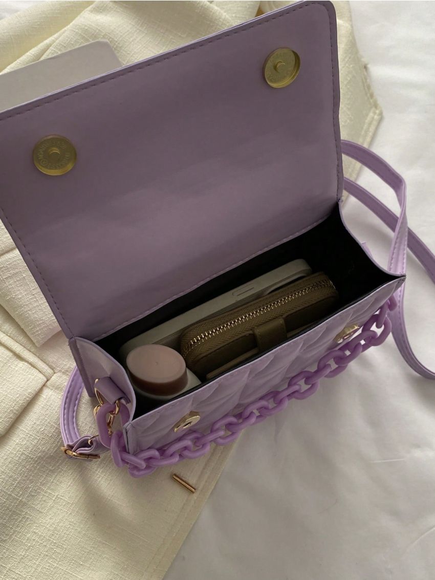 Mini Minimalist Quilted Chain Flap Square Bag