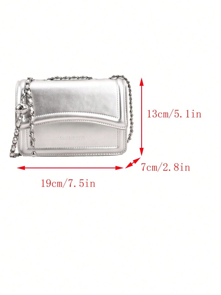 Mini Square Bag Letter Embossed Detail Chain Strap Flap