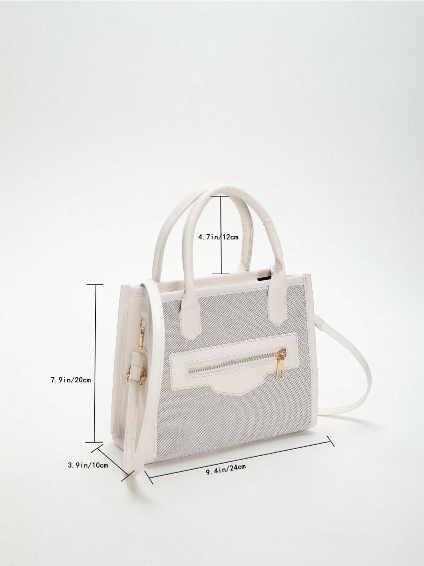 Colorblock Square Bag Small Flap Double Handle