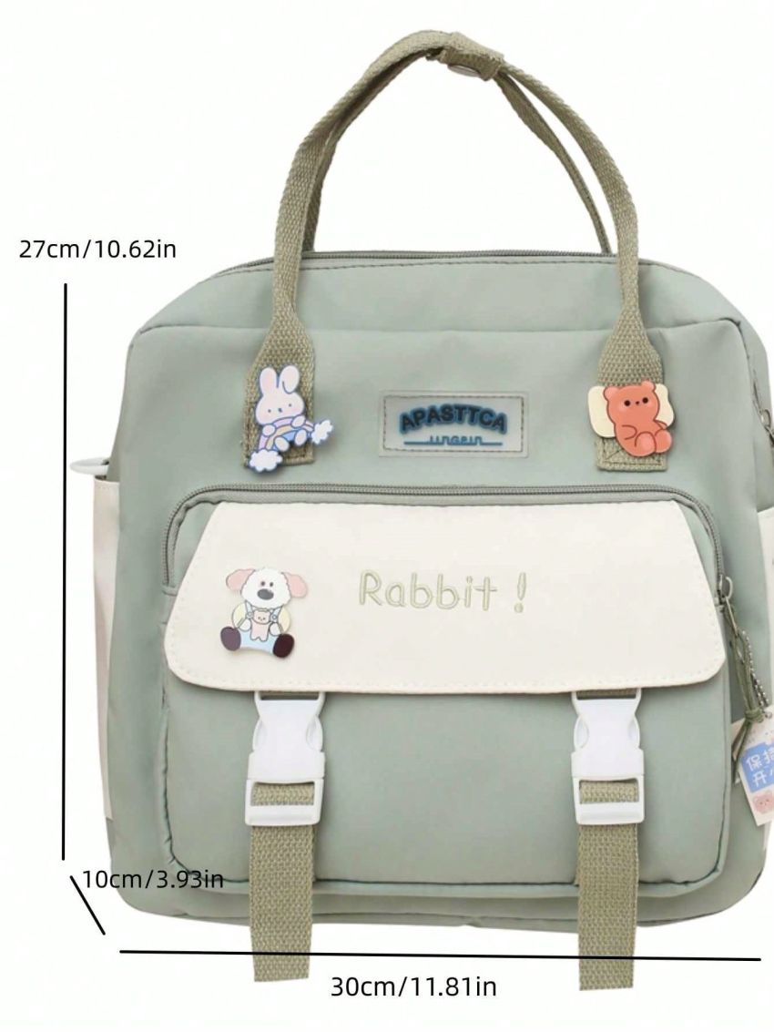 Letter Graphic Classic Backpack Medium Badge Decor Without Bag Charm