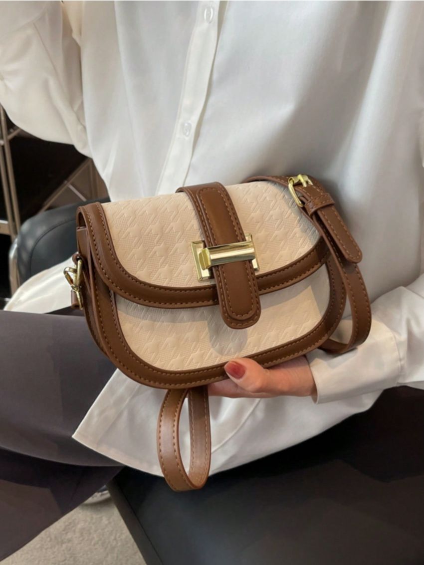 Mini Two Tone Flap Saddle Bag