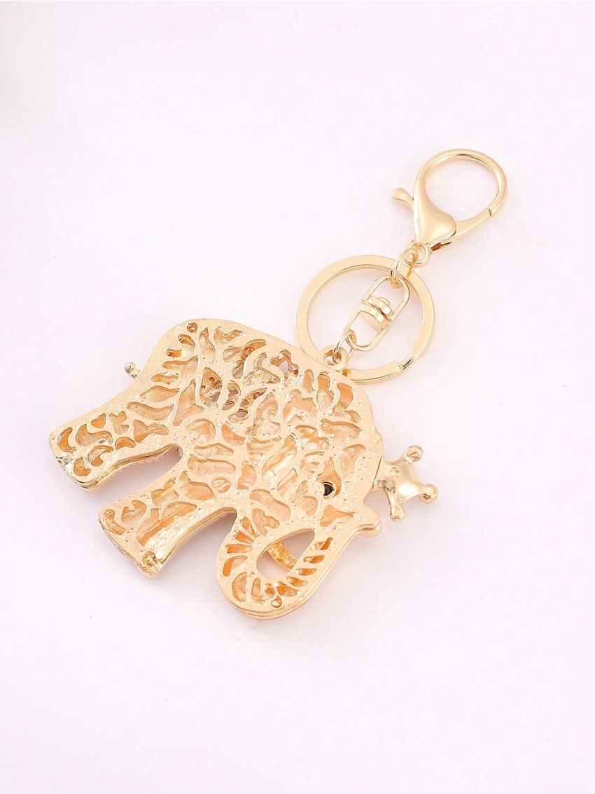 Elephant Design Bag Charm Rhinestone Decor