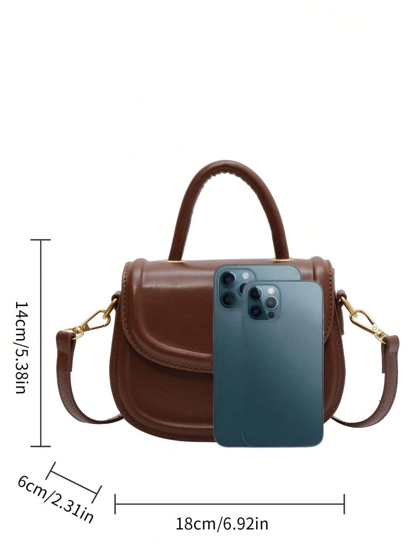 Mini Saddle Bag Metal Lock Top Handle Flap PU