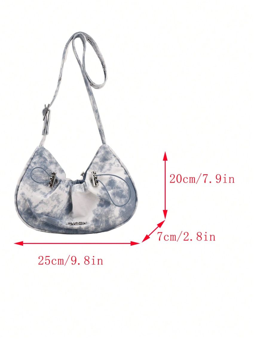 Letter Graphic Hobo Bag Medium Drawstring Design