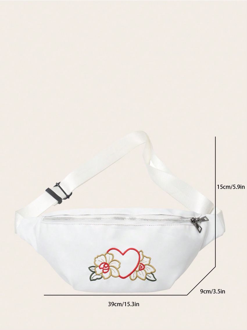 Polyamide Fanny Pack Floral Embroidered Zipper