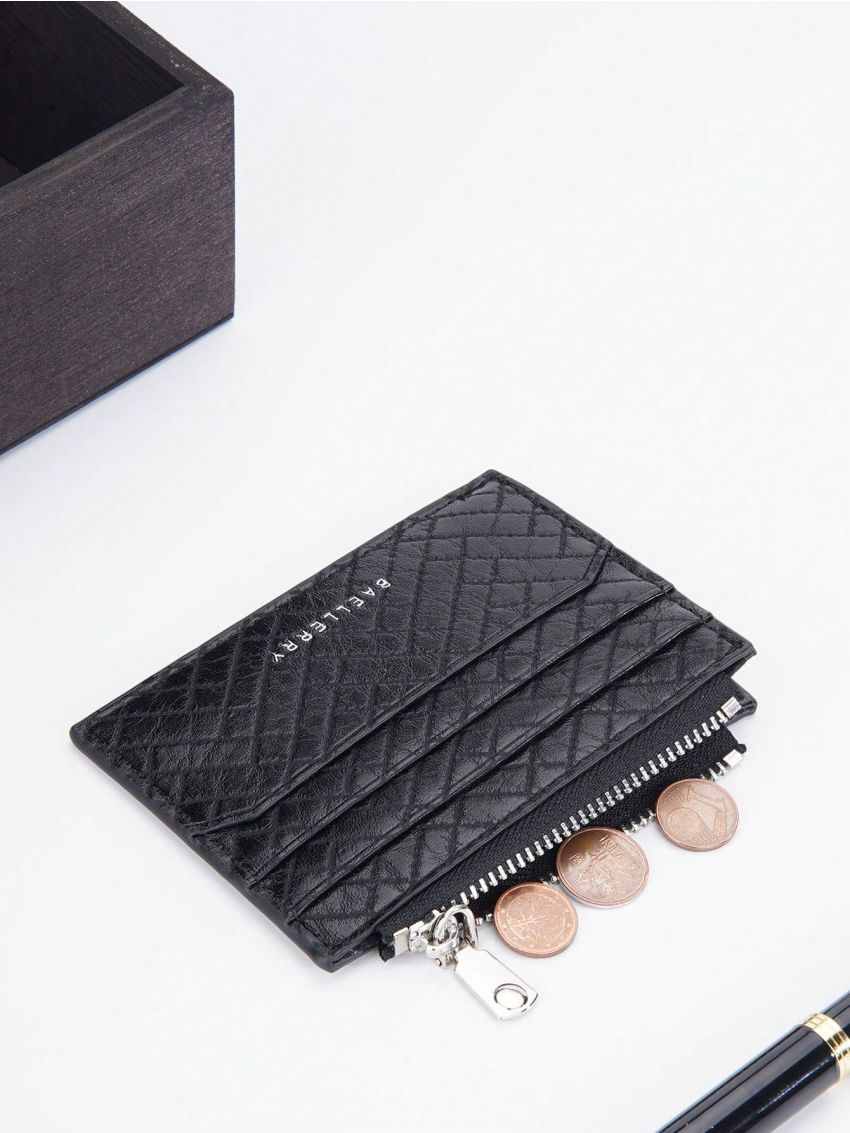 Letter Graphic Classic Card Holder Zipper Slim