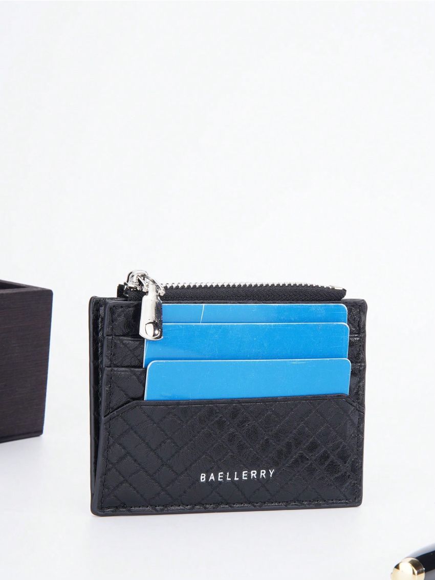 Letter Graphic Classic Card Holder Zipper Slim