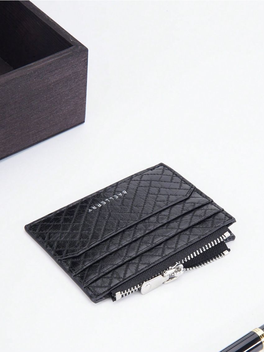 Letter Graphic Classic Card Holder Zipper Slim