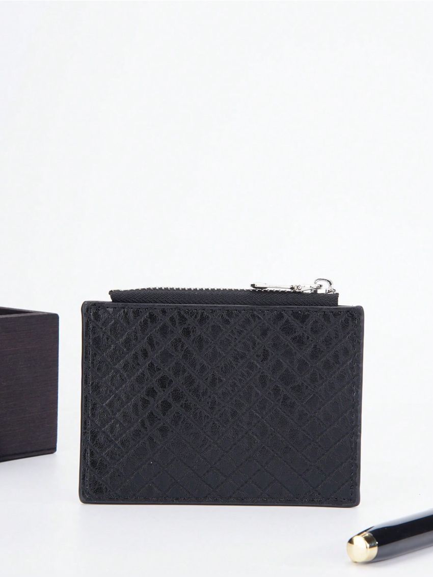 Letter Graphic Classic Card Holder Zipper Slim