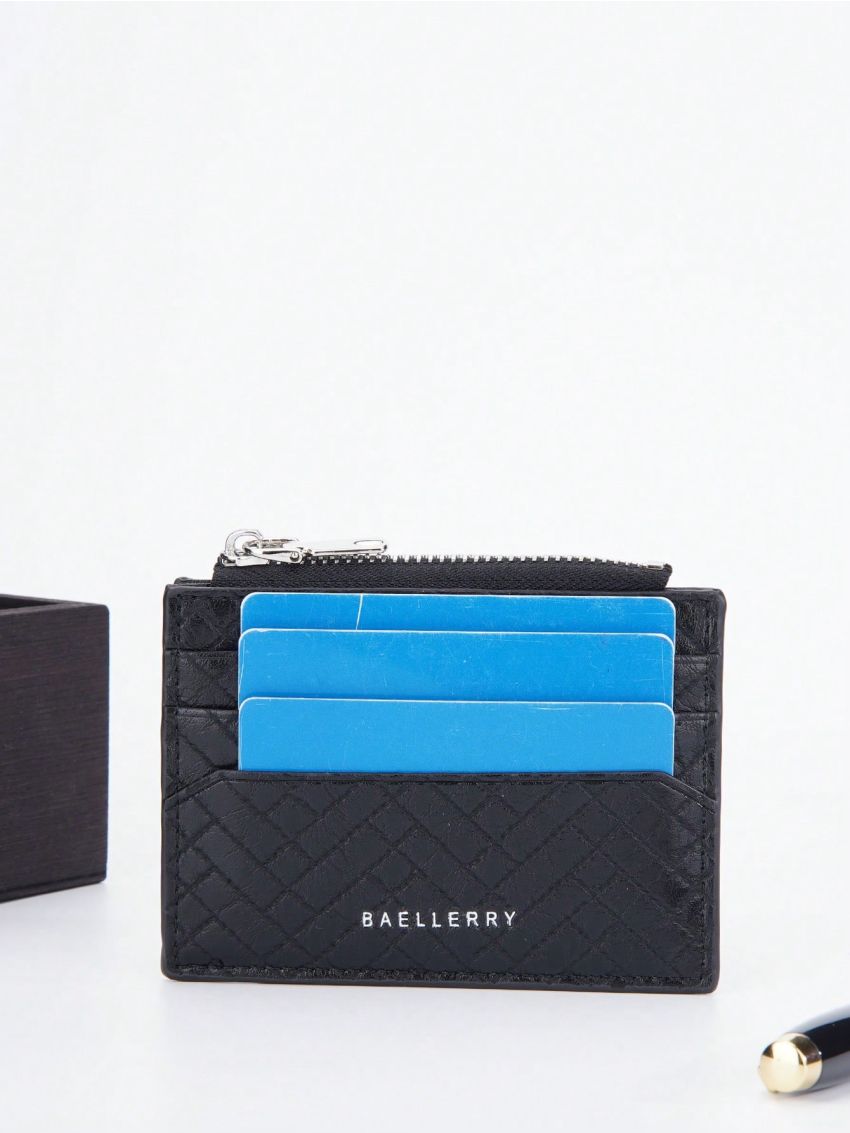 Letter Graphic Classic Card Holder Zipper Slim