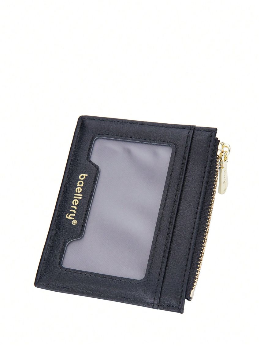 Letter Graphic Classic Card Holder Zipper Super Slim