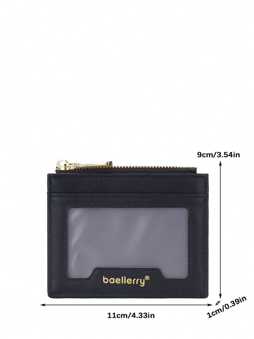 Letter Graphic Classic Card Holder Zipper Super Slim
