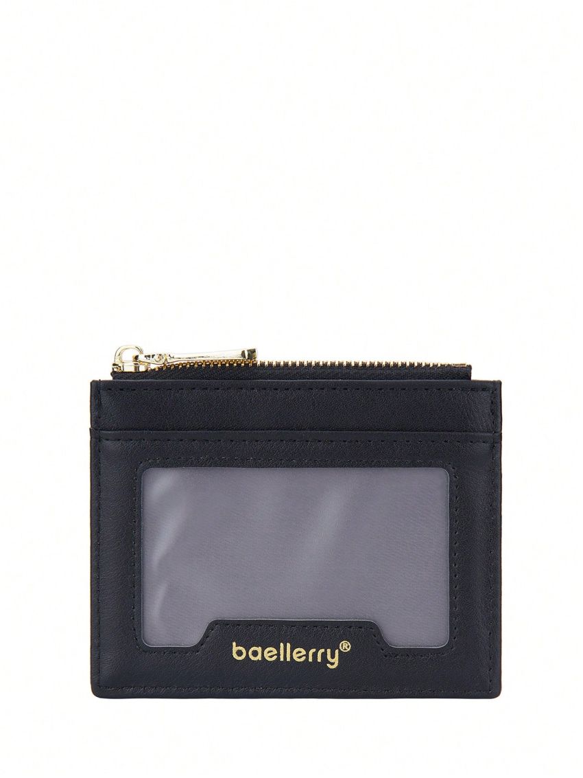 Letter Graphic Classic Card Holder Zipper Super Slim