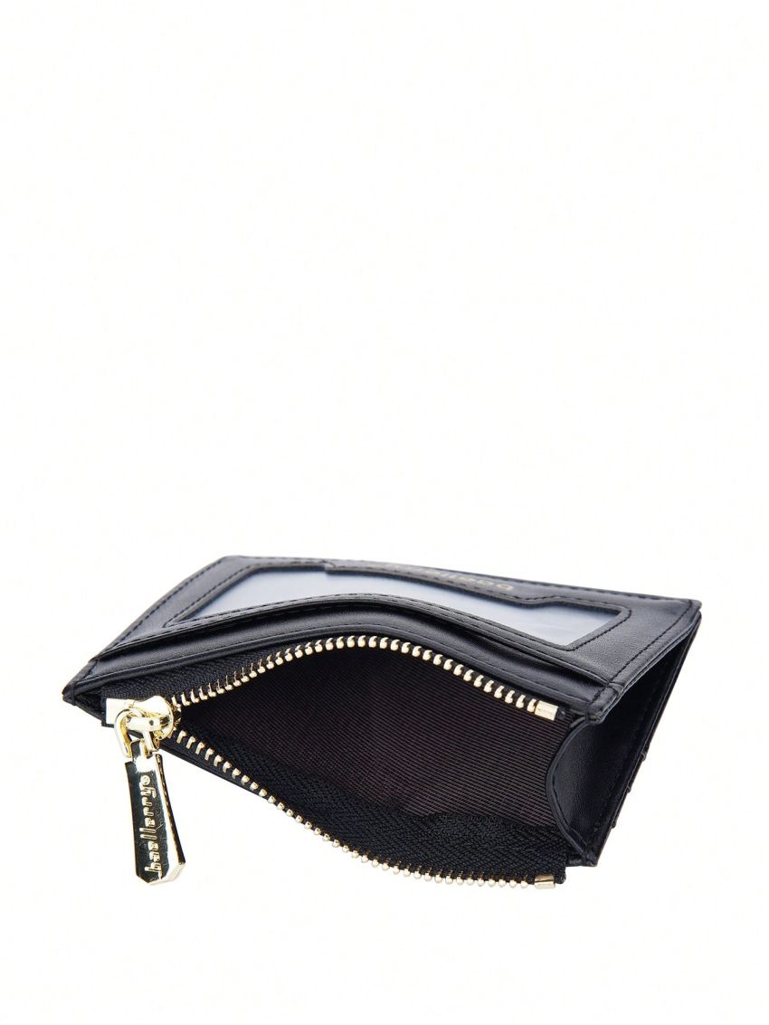 Letter Graphic Classic Card Holder Zipper Super Slim