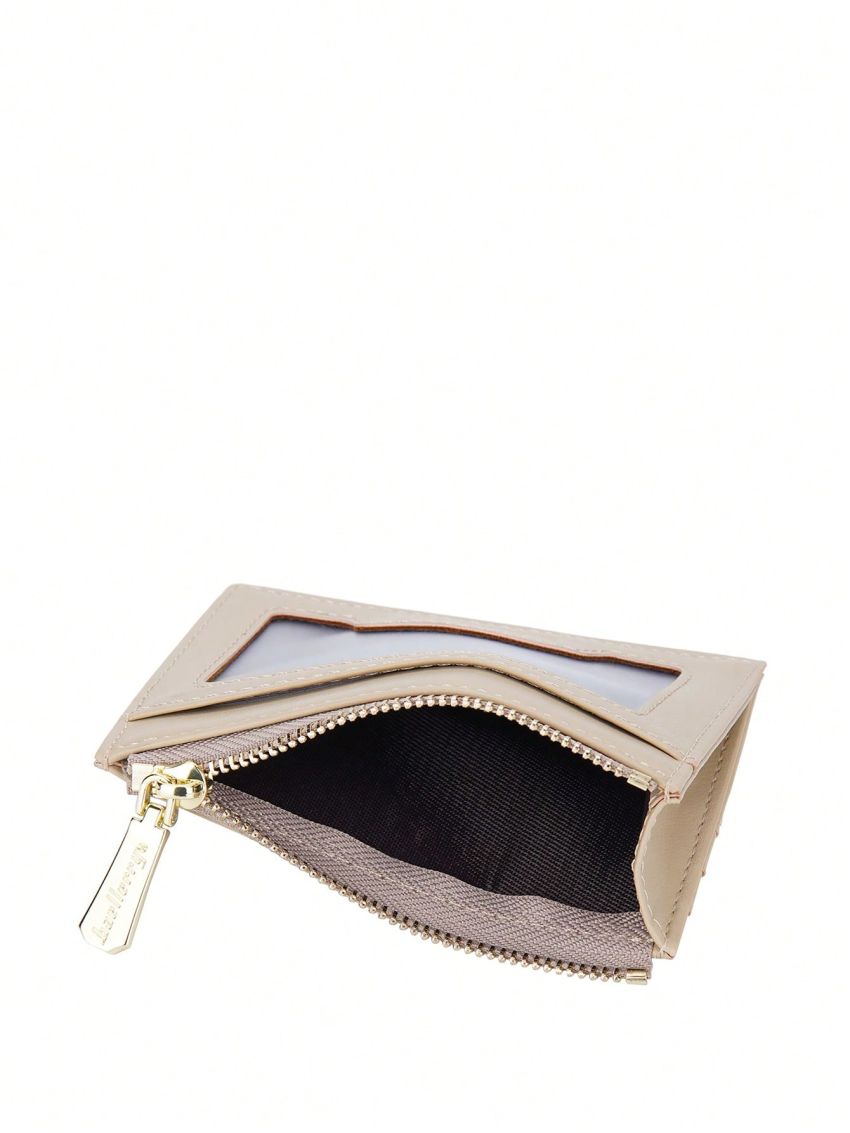 Letter Graphic Classic Card Holder Zipper Super Slim