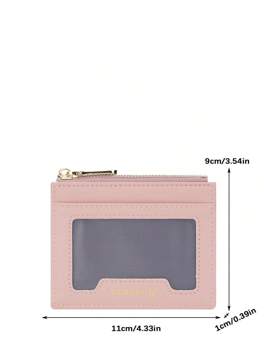 Letter Graphic Classic Card Holder Zipper Super Slim