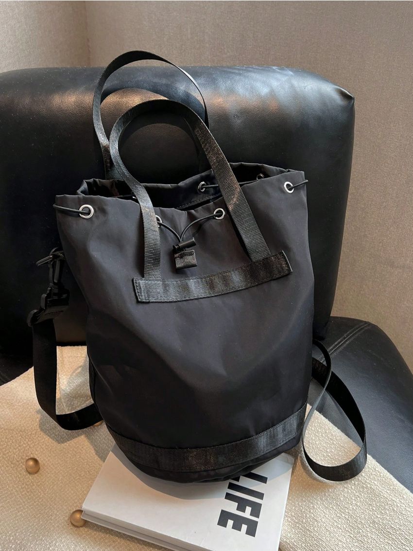 Polyester Bucket Bag Drawstring Design Adjustable Strap