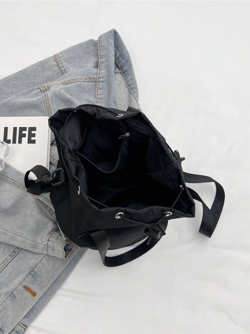 Polyester Bucket Bag Drawstring Design Adjustable Strap