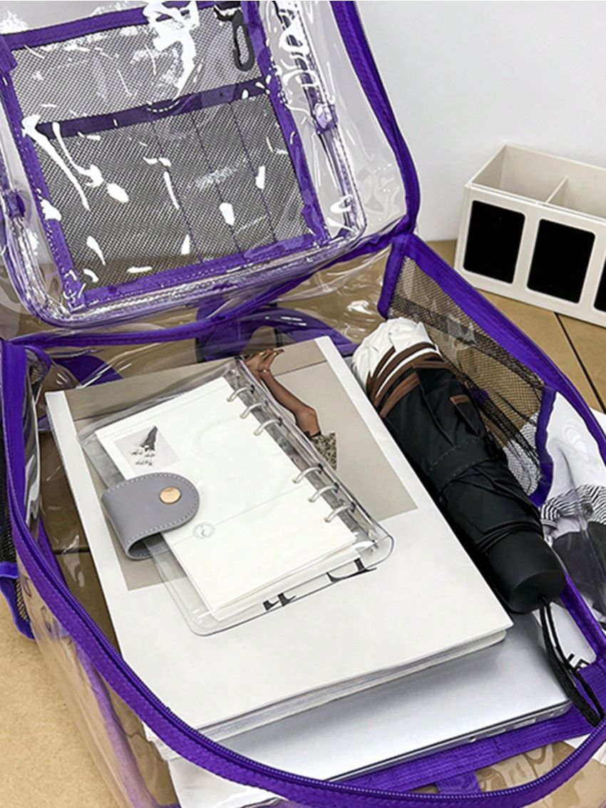 Fashionable Backpack Transparent Clear Large School Bag For School Work Stadium Security Travel Sporting Clear Bag