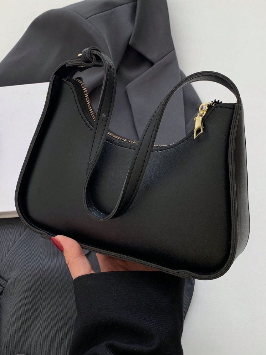 PU Hobo Bag Plain Adjustable Strap