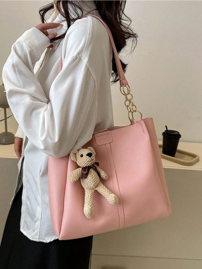 Pink Shoulder Bag PU Without Bag Charm