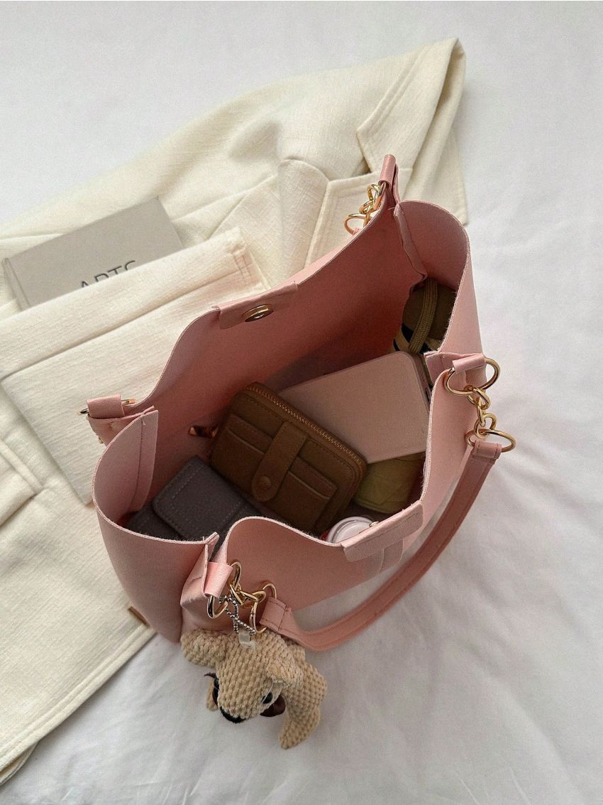 Pink Shoulder Bag PU Without Bag Charm