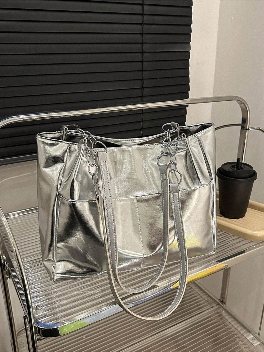 Medium Shoulder Tote Bag Metallic Funky