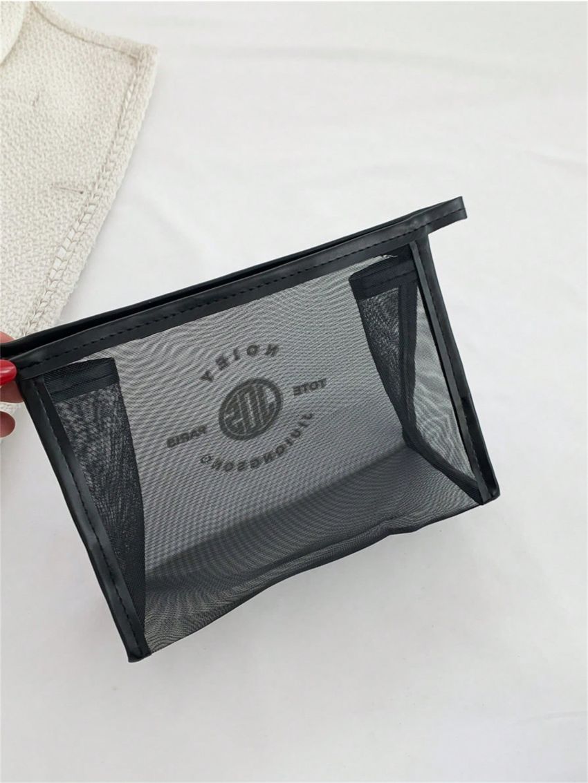 Small Square Bag Letter Graphic Mesh Design