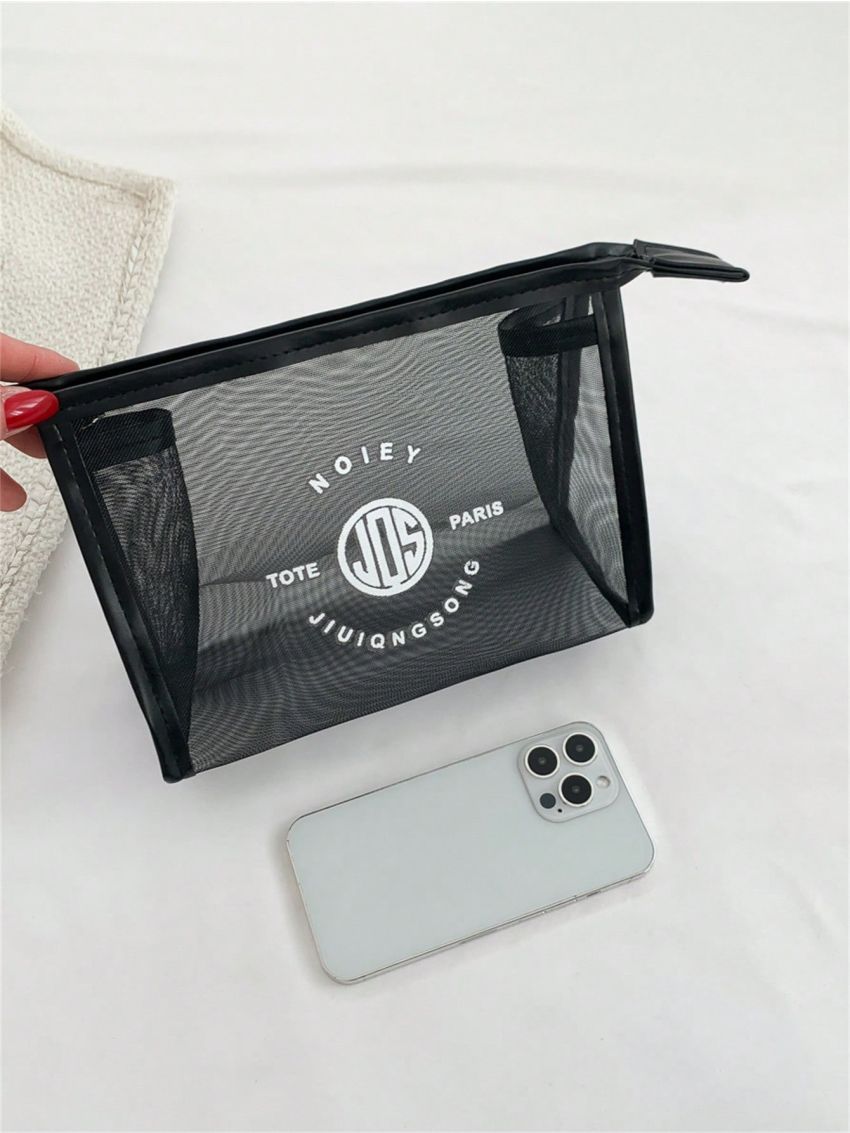 Small Square Bag Letter Graphic Mesh Design