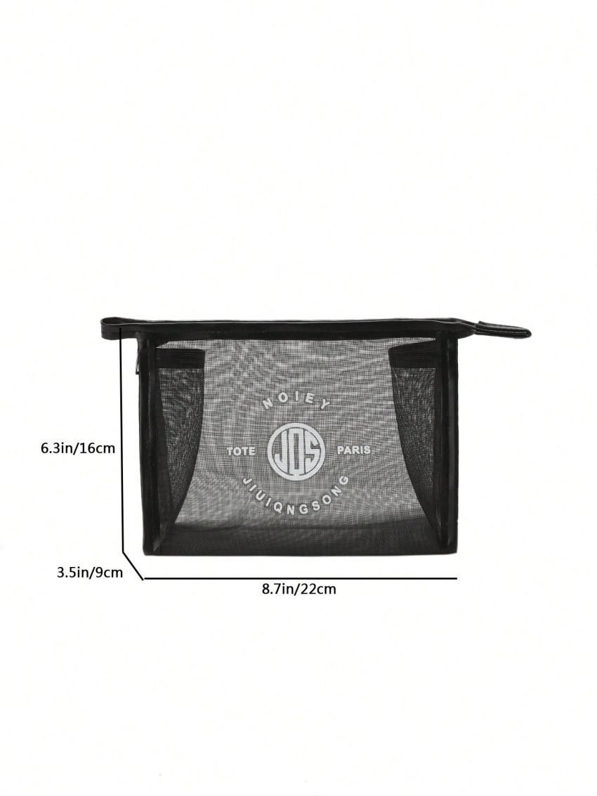 Small Square Bag Letter Graphic Mesh Design